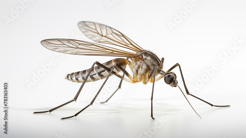 Intricate Mosquito Profile on a White Backdrop. Generative AI