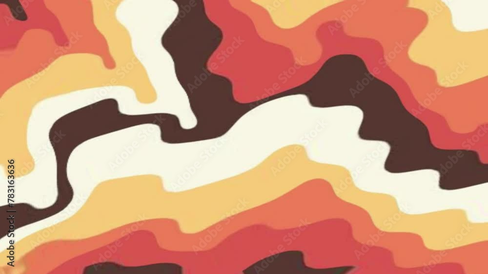 Retro, unique colorful wavy, psychedelic, groovy, hippie, flat, abstract, cartoon looping background in 70s retro style. Retro, unique colorful wavy, psychedelic, groovy, hippie, flat, abstract, cartoon looping background in 70s retro style.