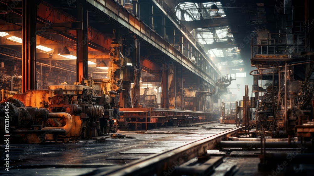 rusted blurred industrial interior