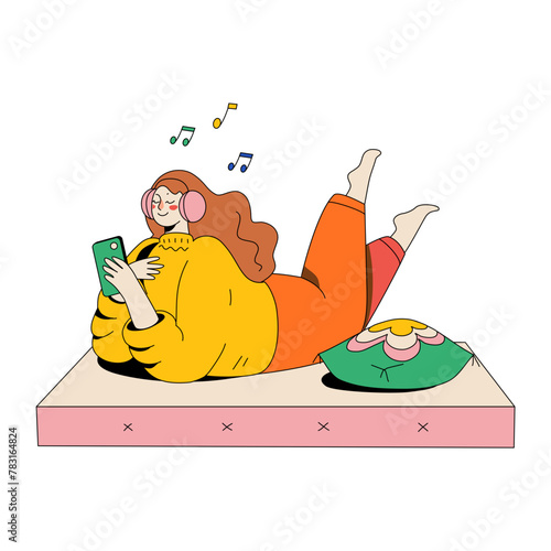 Woman Listening To Music On The Roof