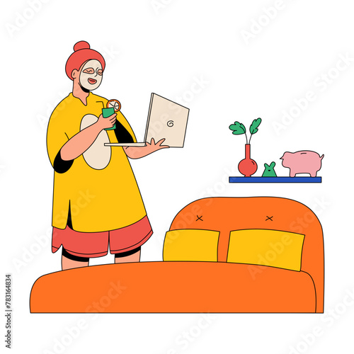 Woman Is Resting And Watching A Movie