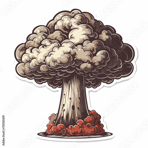 vector atomic explosion comic style e on white background .Generative AI