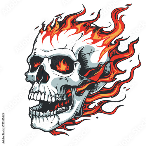 vector skull on fire on a white background .Generative AI