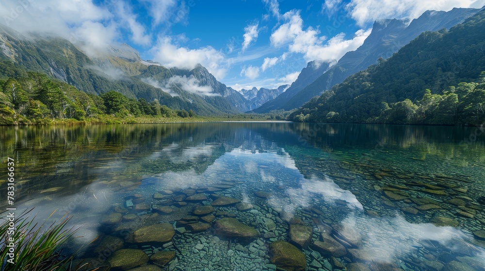 Pristine Mountain Lake with Crystal Clear Waters