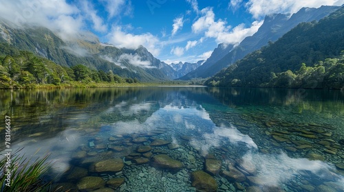Pristine Mountain Lake with Crystal Clear Waters