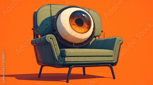 Surreal Armchair with a Giant Eye Illustration photo