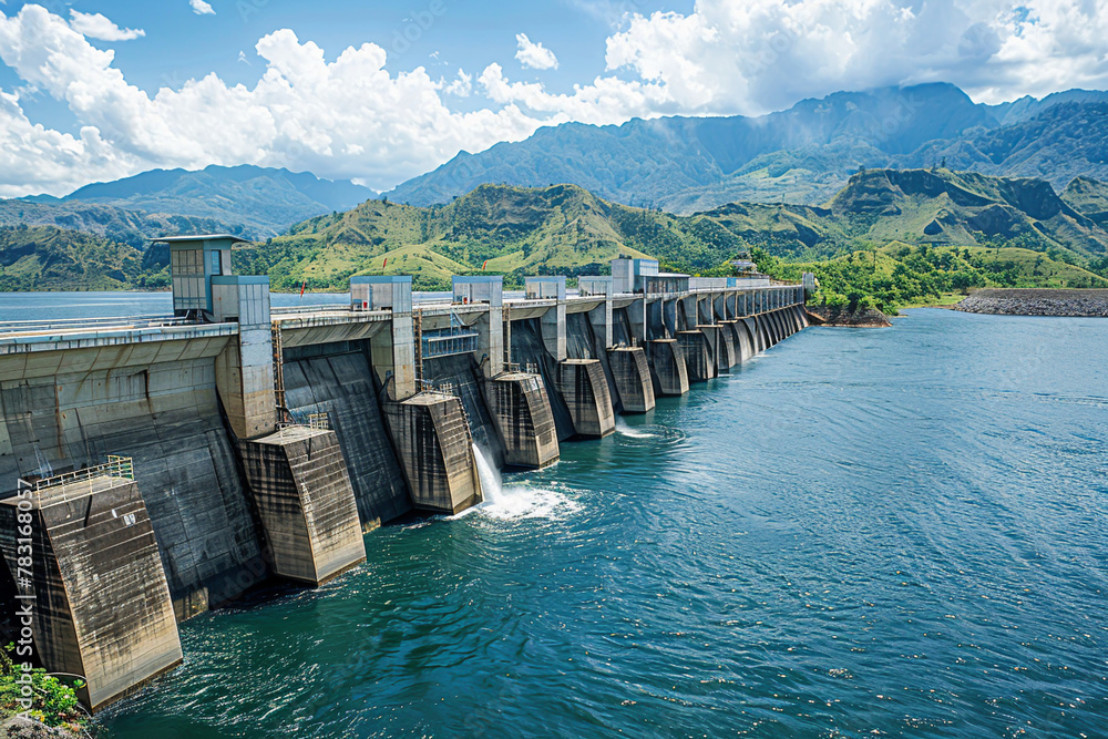 Hydroelectric Dam Amidst Mountainous Terrain