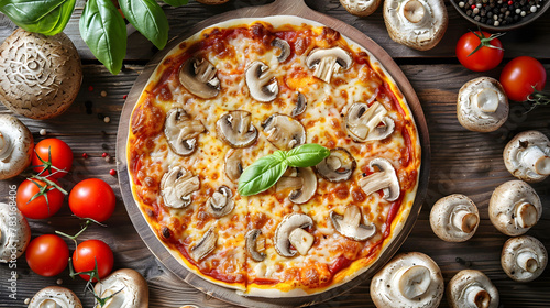 A pizza with mushrooms