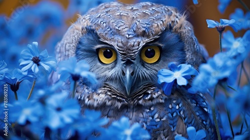flowers blue owl photo