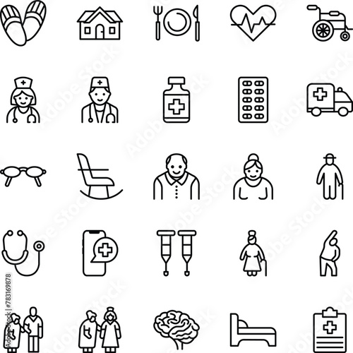 Nursing Home Outline Vector Flat Icons Pack