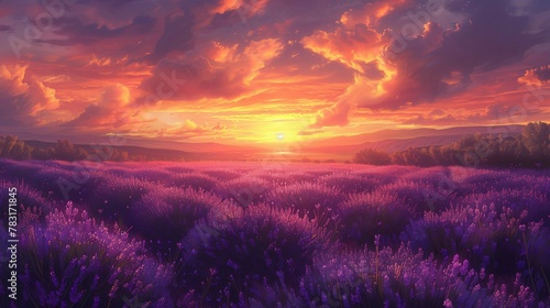 Dreamy Lavender Sunset  generative ai