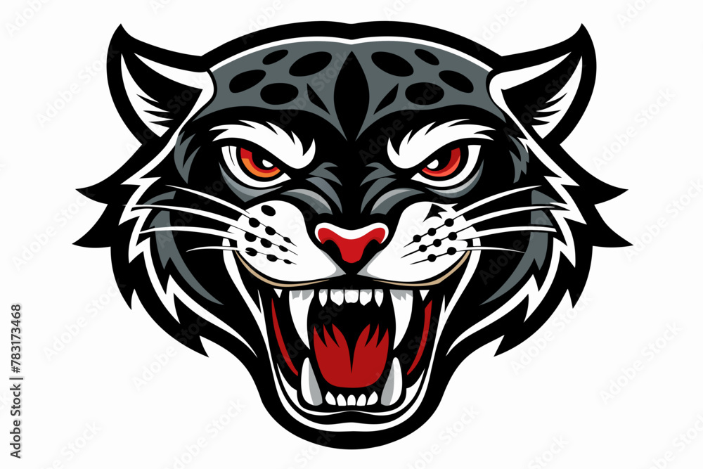 Angry Jaguar Head Icon  black silhouette
