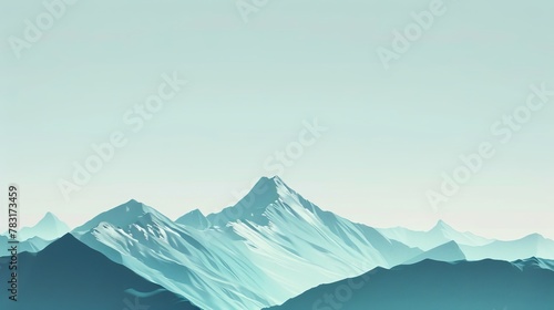 Minimalist illustration of a single mountain range against a clear sky © KerXing
