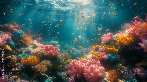 Colorful Coral Reef Exploration, generative ai © Matus