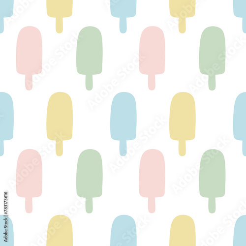 Flat design of popsicle ice cream in pastel colors repeating pattern