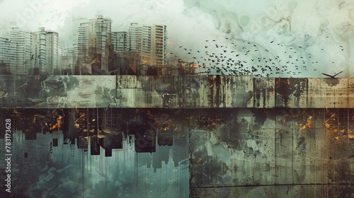 Mixed media artwork combining and digital manipulation to evoke the spirit of neo brutalism
