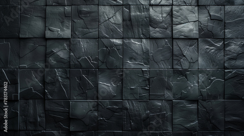 black tiles wall background 