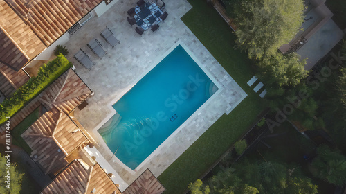 Aerial View of a Swimming Pool