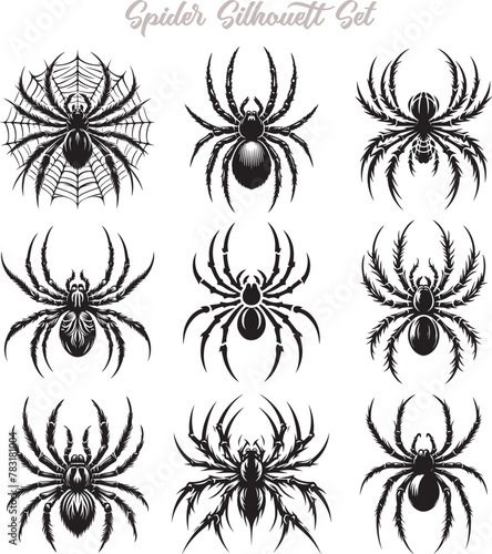 Spider Silhouette Vector Illustration Design Bundle