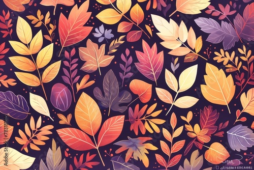 Colorful autumn leaves pattern. Abstract background with fall colors.