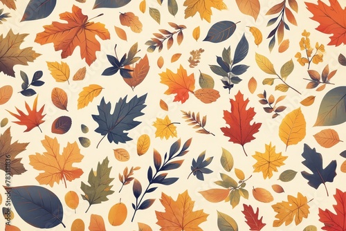 Colorful autumn leaves pattern, vintage background 
