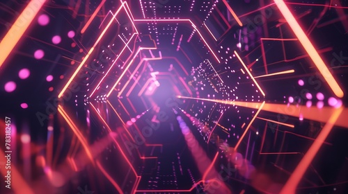 Futuristic holo composition with geometric patterns and laser beams
