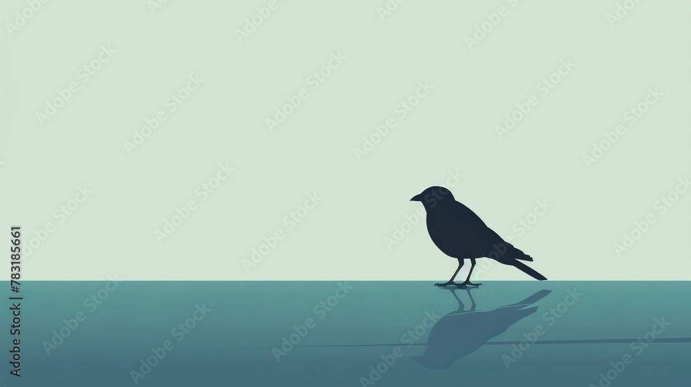 Fototapeta premium Simplistic and stylish minimalist illustration of a lone bird