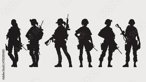 Female special forces silhouette collection. Female