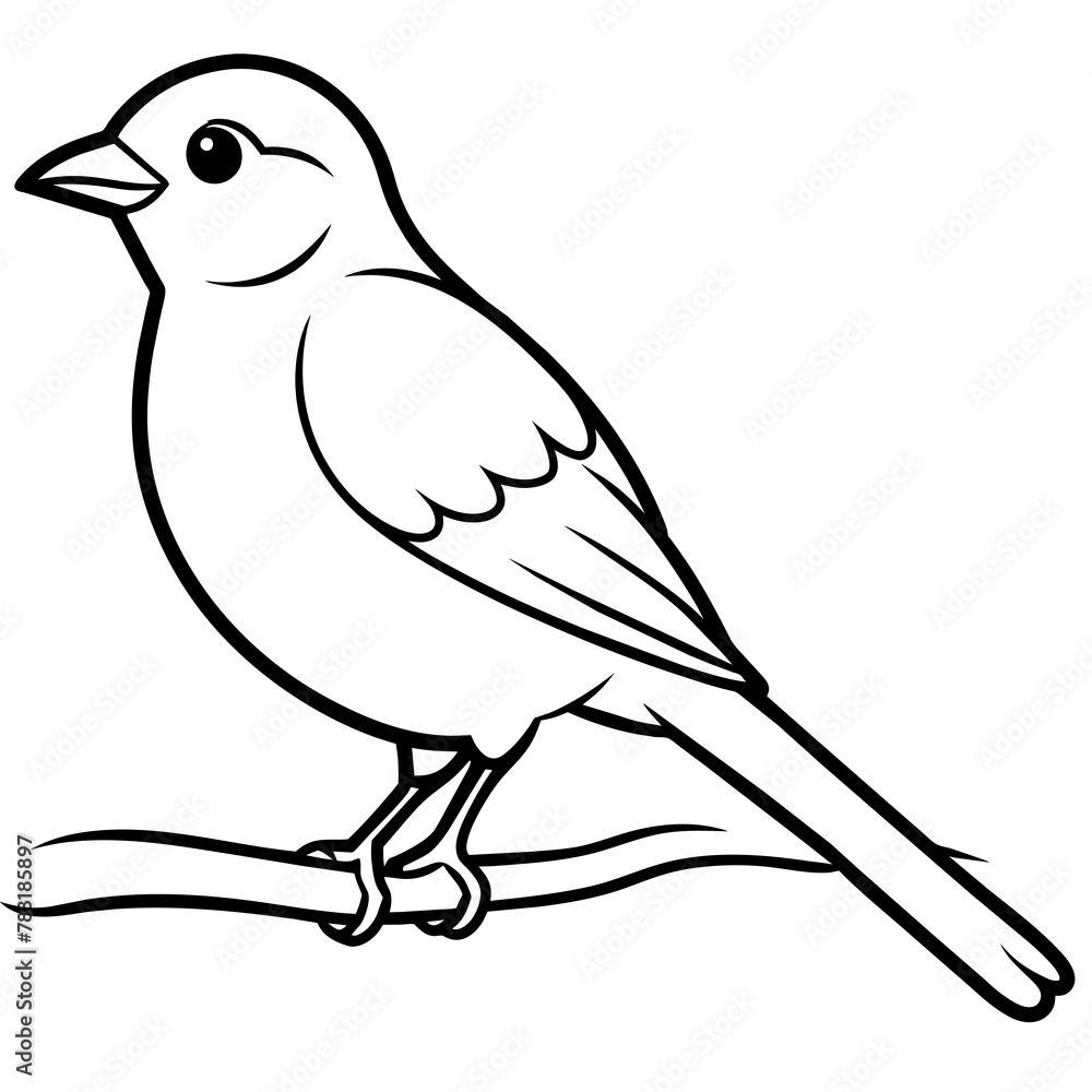 Obraz premium Bird on a branch vector illustration. 