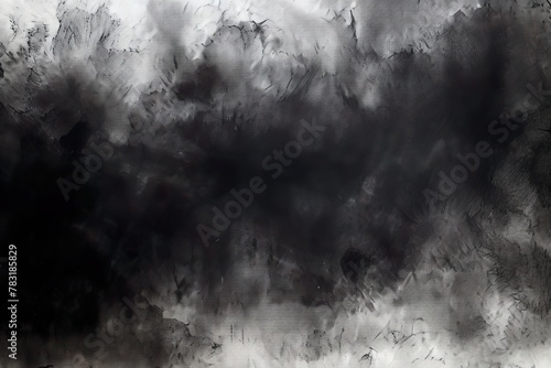 Black watercolor abstract painted background. Ink black street graffiti art on a textured paper vintage background, washes and brush strokes