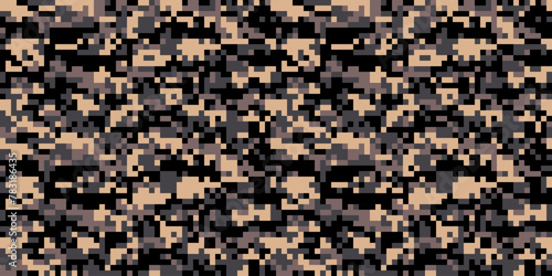 Digital pixel camouflage military texture  background. Seamless pattern.Vector. ピクセルでできた迷彩パターン
