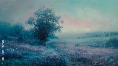 Ethereal pastel landscape capturing the essence of the natural world in fine art