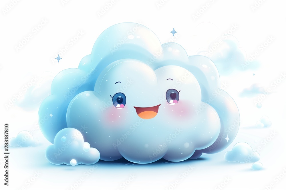 illustration of a flufy cartoonish cute cloud isolated on a white background illustration of a flufy cartoonish cute cloud isolated on a white background