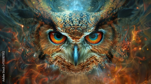 Everlasting wisdom symbolized in the patient gaze of an owl photo