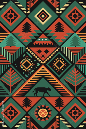 African poster with geometric traditional pattern. Africa culture ethnic ornament for fabric or textile. Assortment of african ethnic patterns ideal for design inspiration
