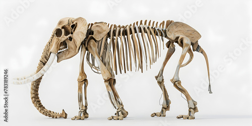 Elephant skeleton to science education on white background. 