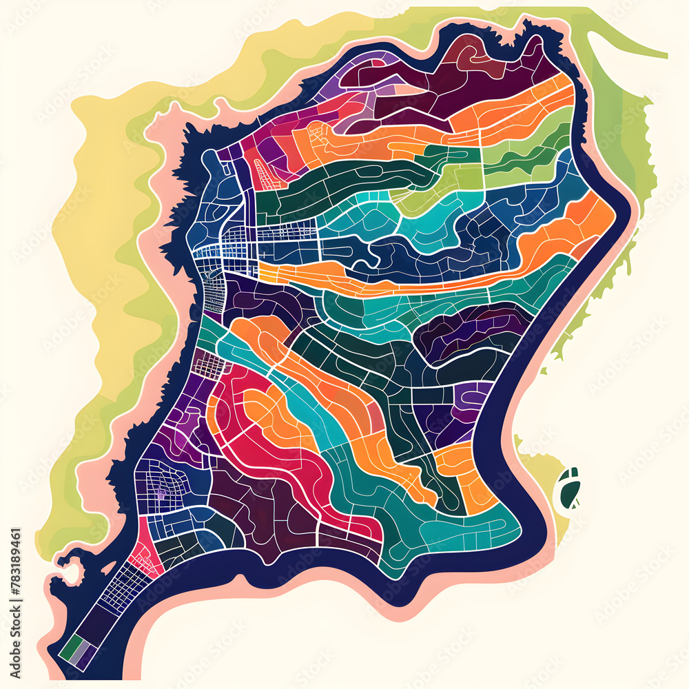 Simplified, Colored Map of NL Postal Code Areas with Detailed Key Stock
