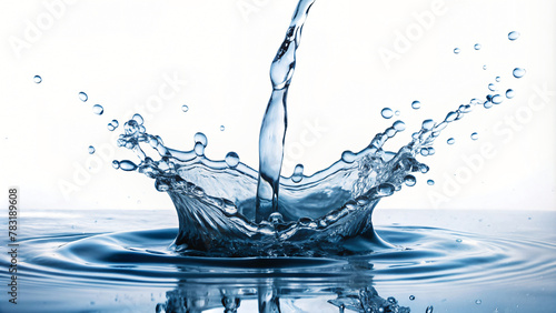 Clear Water Splash on White Background