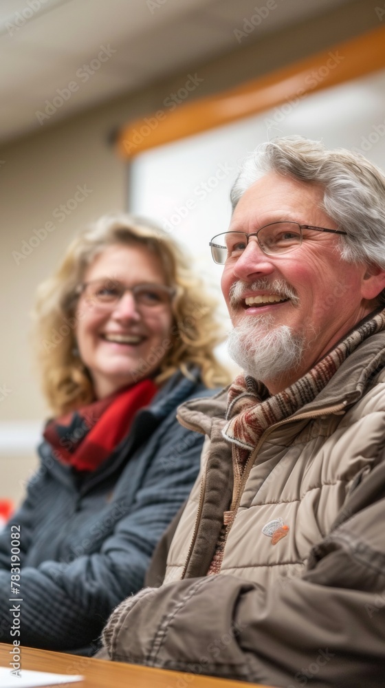 Senior Couple Enjoying Their Time Together Indoors, Smiling Elderly Man and Woman Sharing Happiness Senior Couple Enjoying Their Time Together Indoors, Smiling Elderly Man and Woman Sharing Happiness
