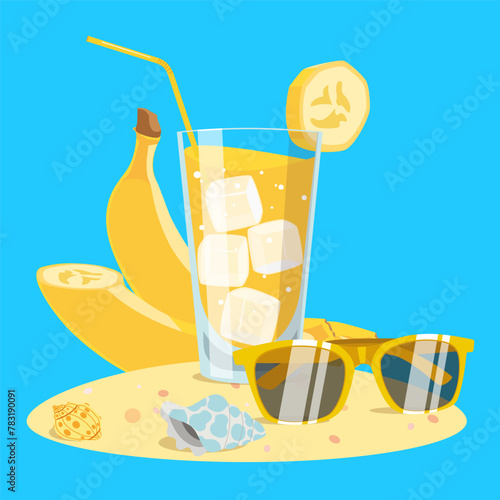 cocktail, drinks, fresh, fruit, summer, vacation, beach, sea,illustration, windy, drawings,