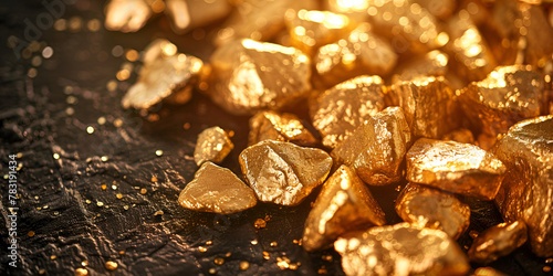 Gold nuggets on background. closeup photo