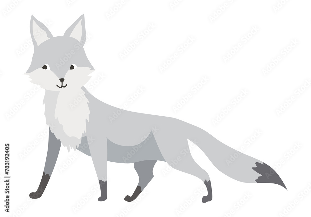 Naklejka premium Cartoon arctic fox isolated on white background