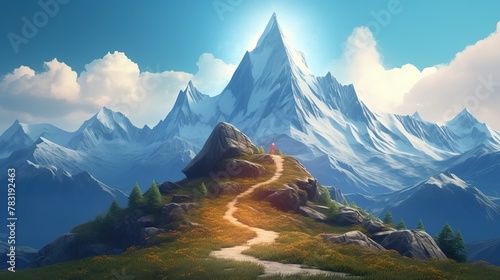 Path to Mountain Top, Perfect for Adventurous and Inspirational Projects, Super Realistic illustration