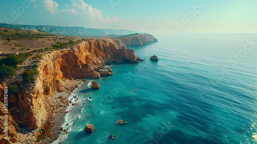 Coastal Serenity: Turquoise Waters by the Cliffside
