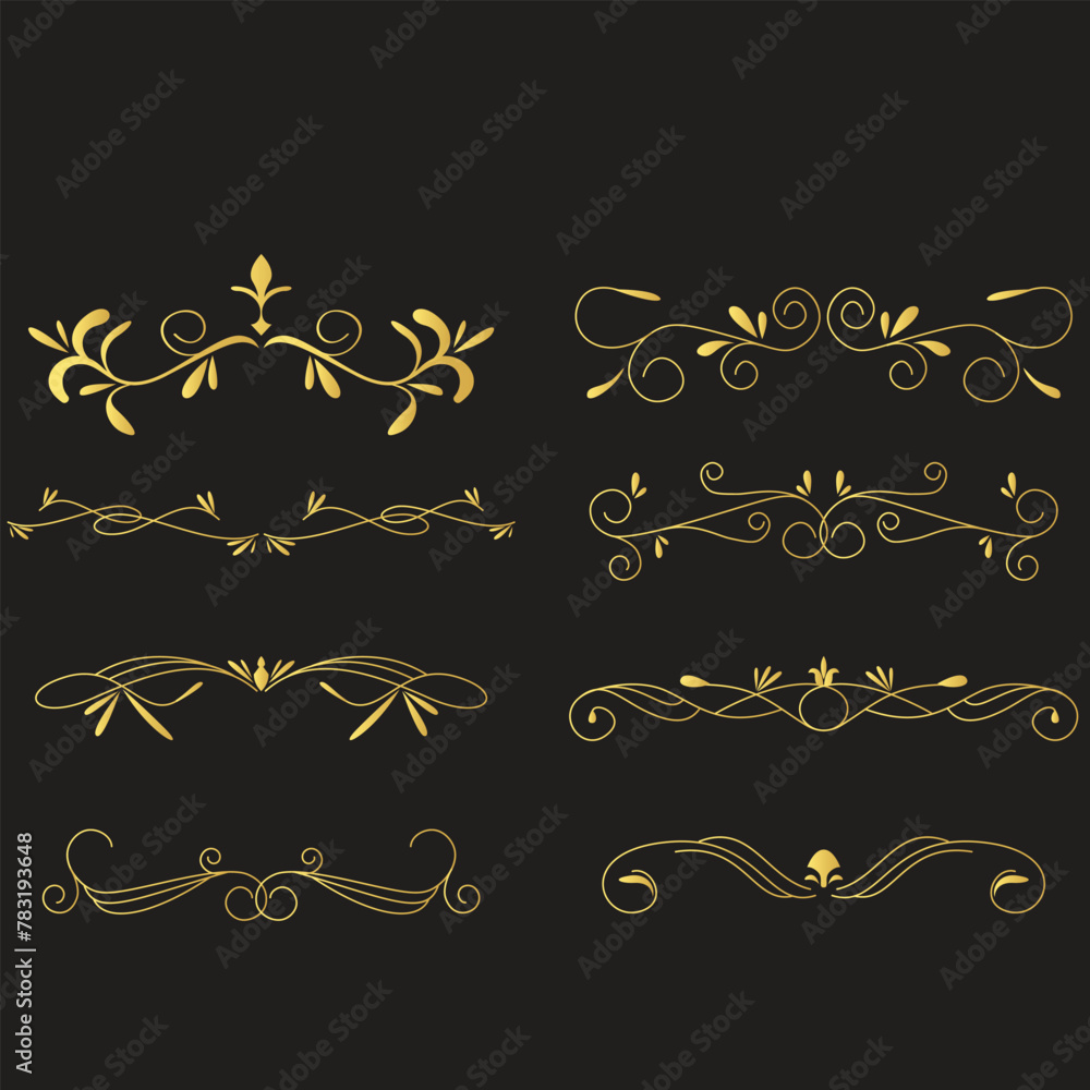 Vector vintage ornament set of calligraphic design elements: page decoration, Premium Quality and Satisfaction Guarantee Label, antique and baroque frames | Chalkboard background. Black illustration