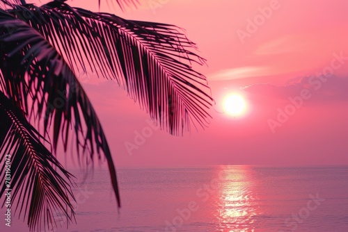 Coconut palm tree on tropical beach in summer - vintage colour effect. Beautiful simple AI generated image in 4K, unique.