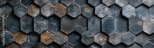 Hexagonal Anthracite Modern Tile Mirror Texture Background Banner Panorama