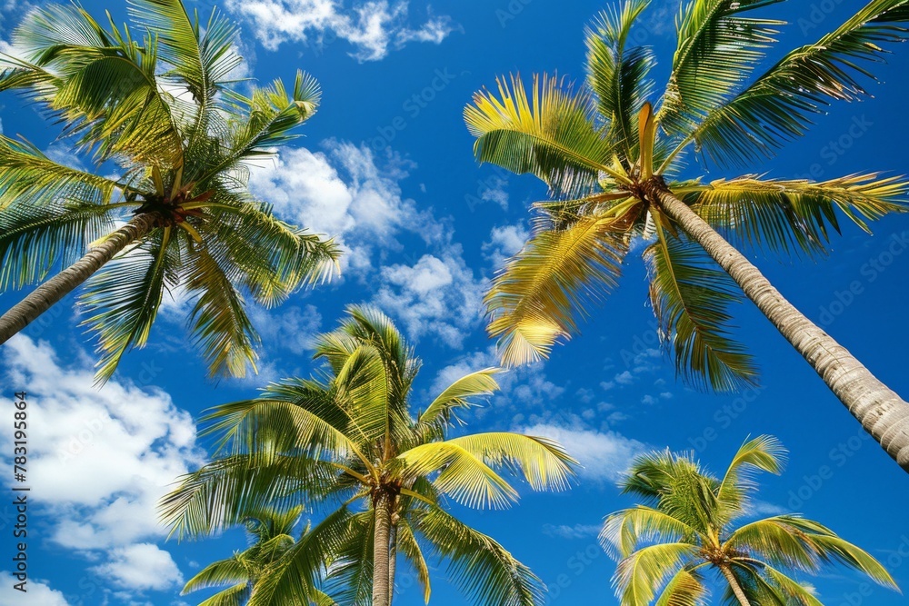 Coconut palm tree on tropical beach in summer - vintage colour effect. Beautiful simple AI generated image in 4K, unique. Coconut palm tree on tropical beach in summer - vintage colour effect. Beautiful simple AI generated image in 4K, unique.