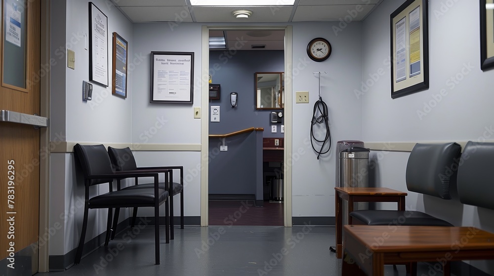 The quiet corner of a clinic, with a stethoscope hanging, waiting to save lives The quiet corner of a clinic, with a stethoscope hanging, waiting to save lives