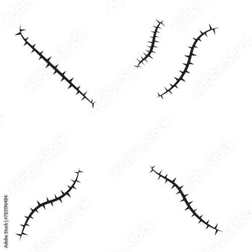 Vector image of a vine with thorns. Barbed wire.